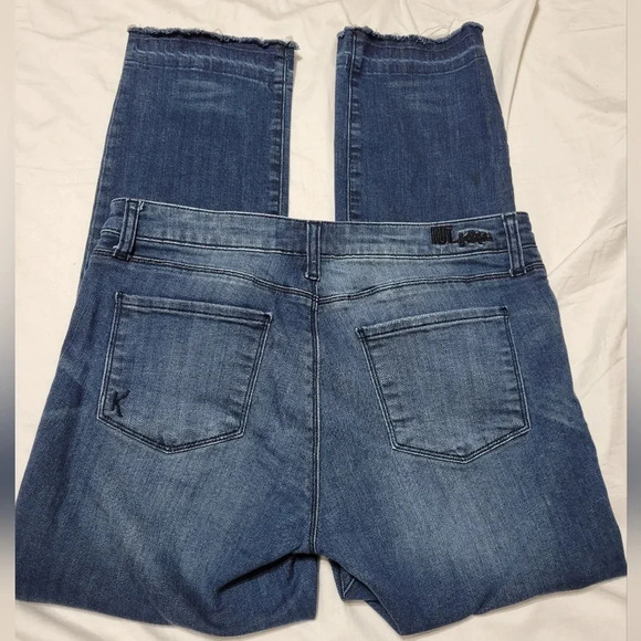 Kut From The Kloth High Rise Straight Ankle Jeans, Dark Wash, Raw Hem, Sz 10 EUC - Picture 3 of 11
